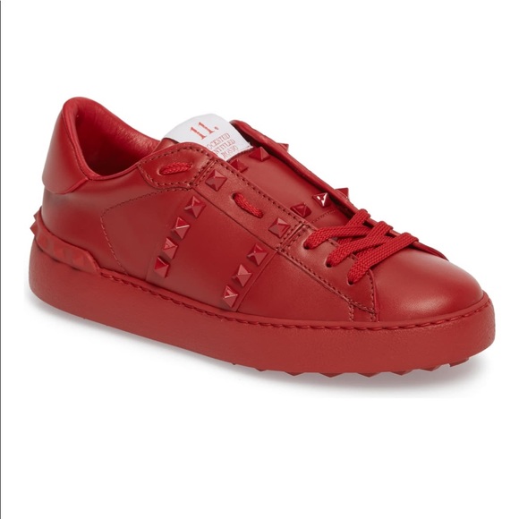 Valentino Garavani Rockstud Red Leather Sneakers